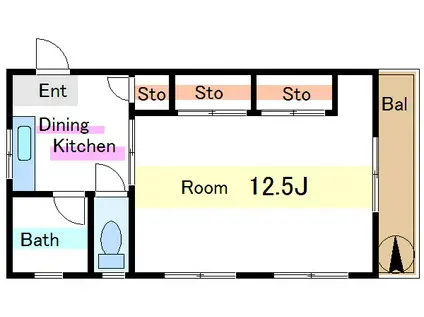 北砂中央ビル(1DK/2階)の間取り写真