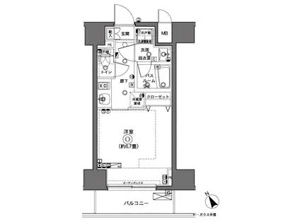 ZOOM横浜(1K/7階)の間取り写真