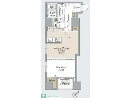 グランカーサ上野入谷(1LDK/5階)の間取り写真