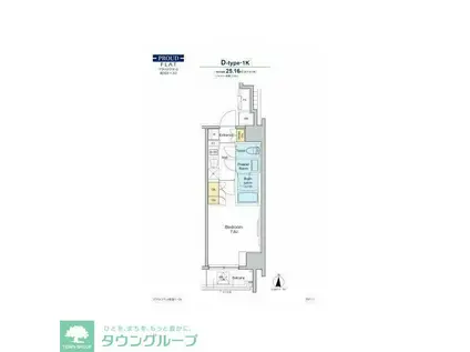 プラウドフラット両国イースト(1K/3階)の間取り写真