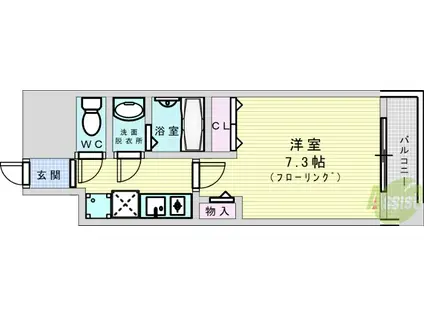 セレッソコート リバーサイドOSAKA(1K/4階)の間取り写真