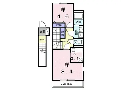 エミールシャラン・II(1LDK/2階)の間取り写真