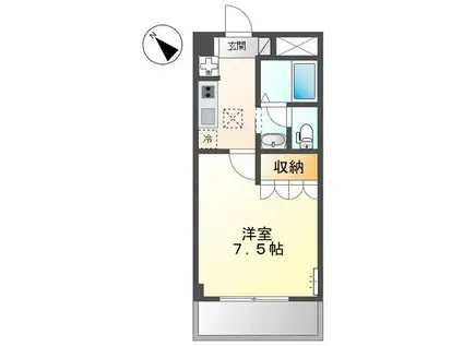 シャン・デ・フルール(1K/1階)の間取り写真