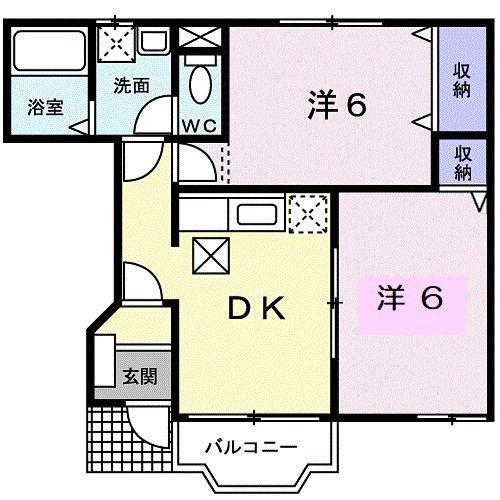 カーサカリーノ(2DK/1階)の間取り写真