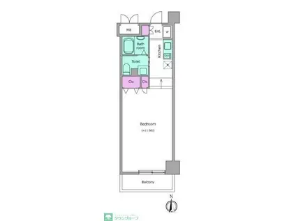 レジディア上野御徒町(ワンルーム/6階)の間取り写真