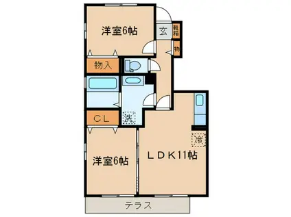 リッツハウスミノール(2LDK/1階)の間取り写真