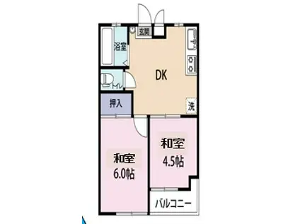 馬込ライフ(2DK/1階)の間取り写真