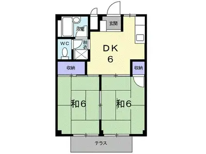 コーポサンライズ(2DK/1階)の間取り写真