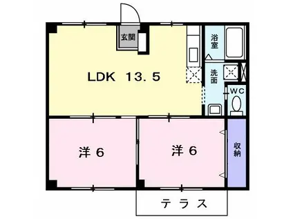 アーバンドエル21A(2LDK/1階)の間取り写真