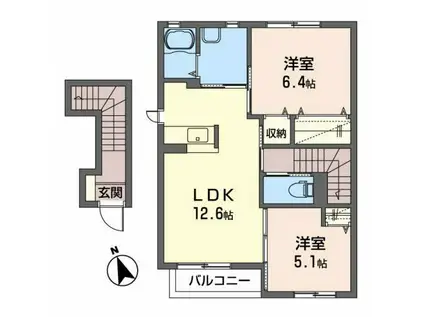 グランアージュB(2LDK/2階)の間取り写真