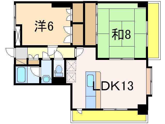 リバティープラザ長町(2LDK/6階)の間取り写真