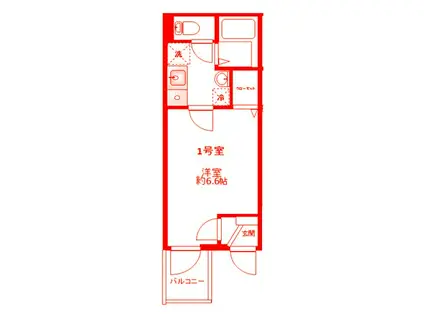 リーヴェルポート金沢文庫I(1K/1階)の間取り写真