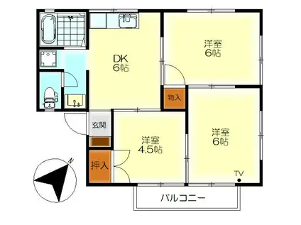 ホームオアシス広駅(3DK/2階)の間取り写真