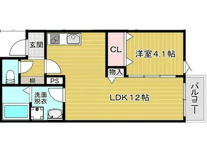 LA-CREA七松町(1LDK/3階)の間取り写真