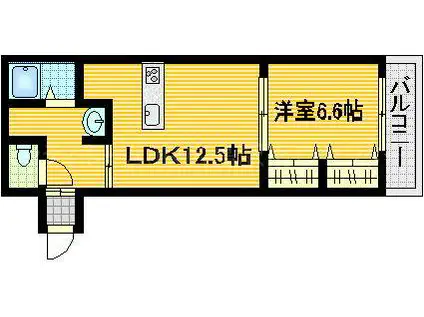ヴィジョン御幸(1LDK/2階)の間取り写真