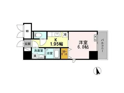 GRAND・REVE(1K/8階)の間取り写真