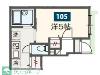 MELDIA松戸III(1K/1階)の間取り写真