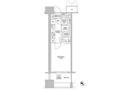 コンフォリア渋谷ウエスト(1K/4階)の間取り写真