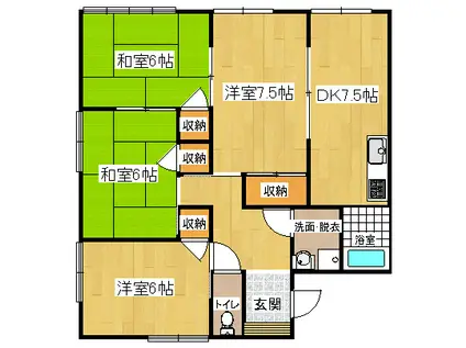 MMハイツ(4DK/1階)の間取り写真