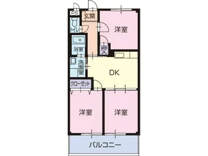 TWIN BERUTE A(3DK/1階)の間取り写真