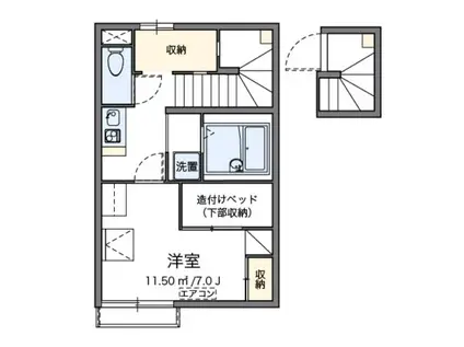 フォーチュン21(1K/2階)の間取り写真