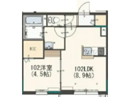 ＪＲ中央線 国立駅 徒歩10分 2階建 築14年(1LDK/1階)の間取り写真