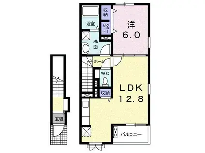 アンジュ ジャルダンII(1LDK/2階)の間取り写真