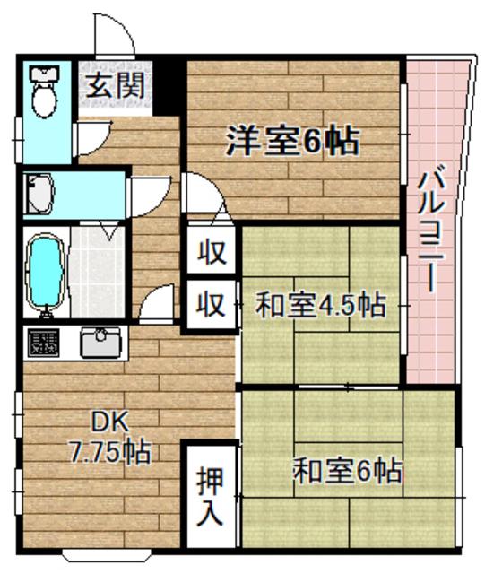 コーポ松政(3DK/3階)の間取り写真