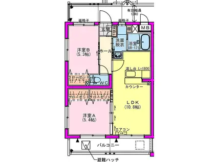 コンフォール霧島(2LDK/1階)の間取り写真