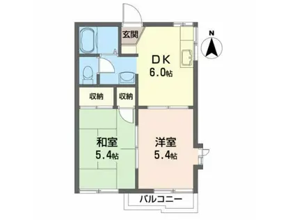 JSヒルズ(2DK/2階)の間取り写真