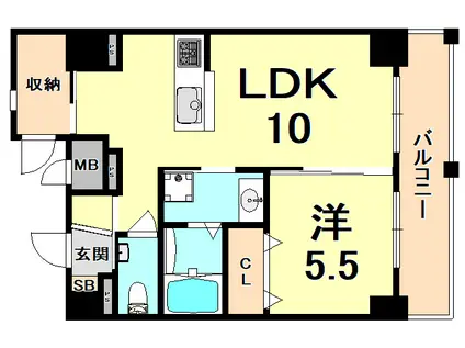 デルファーレ西宮(1LDK/6階)の間取り写真