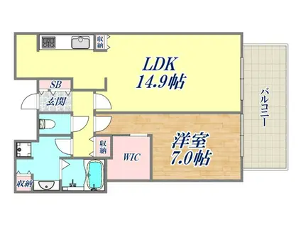 ジオタワー宝塚グランレジス 南棟(1LDK/6階)の間取り写真