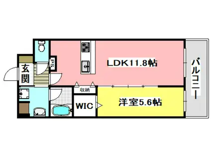 WISTERIA(1LDK/2階)の間取り写真