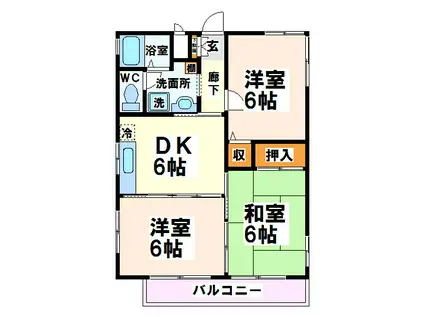 ガーデンコート1号棟(3DK/1階)の間取り写真