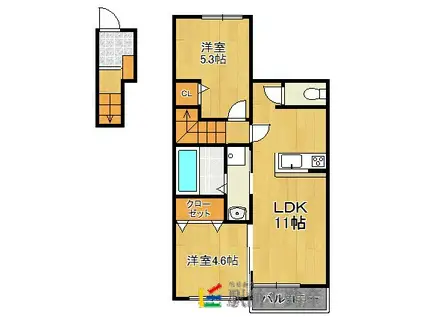 ボワールアビオン博多(2LDK/2階)の間取り写真