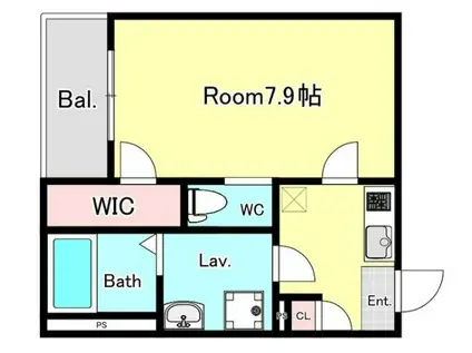 ジーメゾン見沼島町(1K/2階)の間取り写真