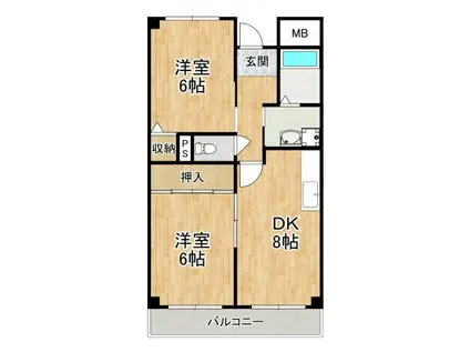 シティパレス狭山(2DK/2階)の間取り写真