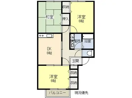 ベルコリーヌ西津田(3DK/1階)の間取り写真