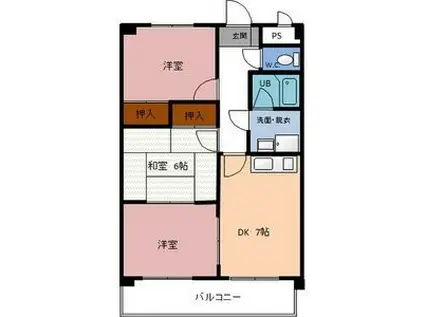 タキマツ第5マンション(3DK/2階)の間取り写真