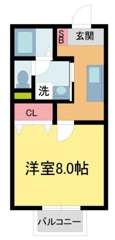 サクシードカワムラ(1K/1階)の間取り写真