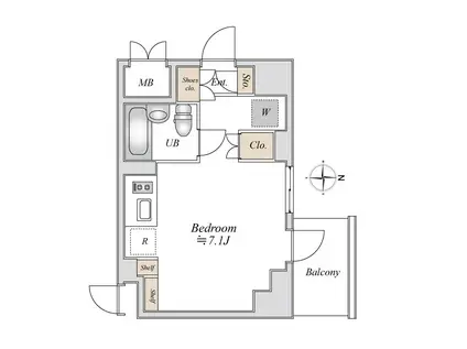 アパートメンツ綱島(ワンルーム/4階)の間取り写真