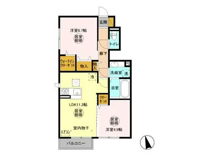 ロマージュ神栖(2LDK/1階)の間取り写真