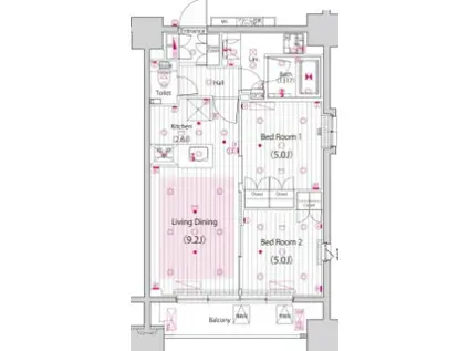 ガーラ・アヴェニュー浅草(2LDK/9階)の間取り写真