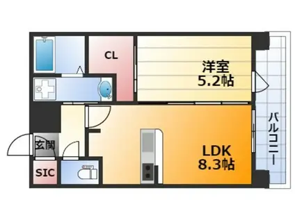リッツ新大阪(1LDK/2階)の間取り写真