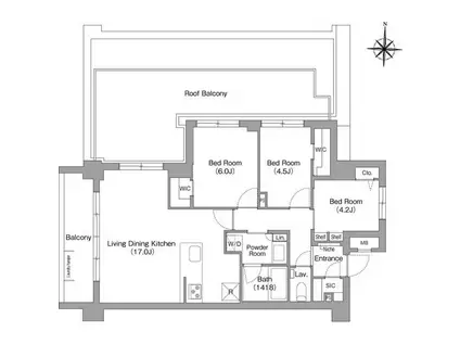 コンフォリア・リヴ永福町(3LDK/5階)の間取り写真