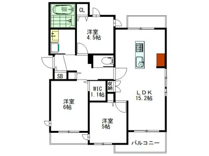 フォルス井の頭2 ウエスト(3LDK/1階)の間取り写真