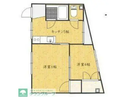 バーゼ用賀(2DK/2階)の間取り写真