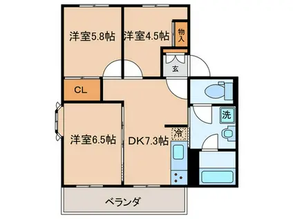 ハイムチェリー(3DK/1階)の間取り写真