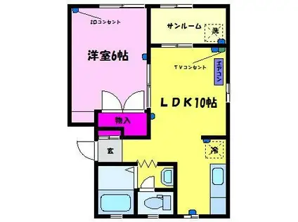 メゾニティ愛 A棟(1LDK/2階)の間取り写真