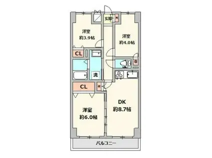 グレイス清水ヶ丘公園II(3DK/6階)の間取り写真